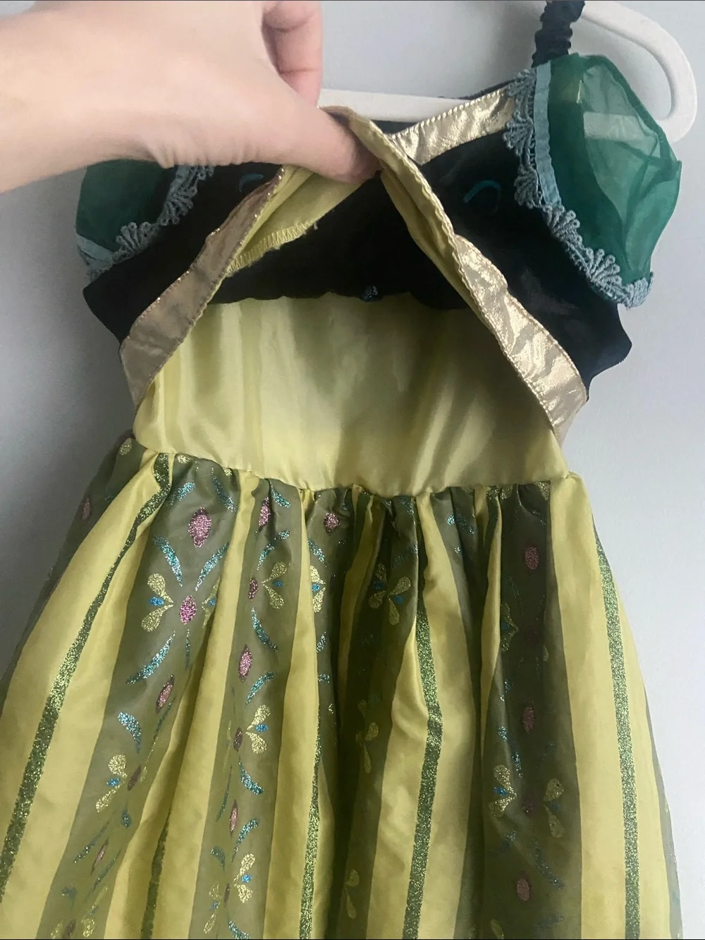 Disney Parks Ana Coronation Frozen Dress size xs 4/5 green striped black velvet